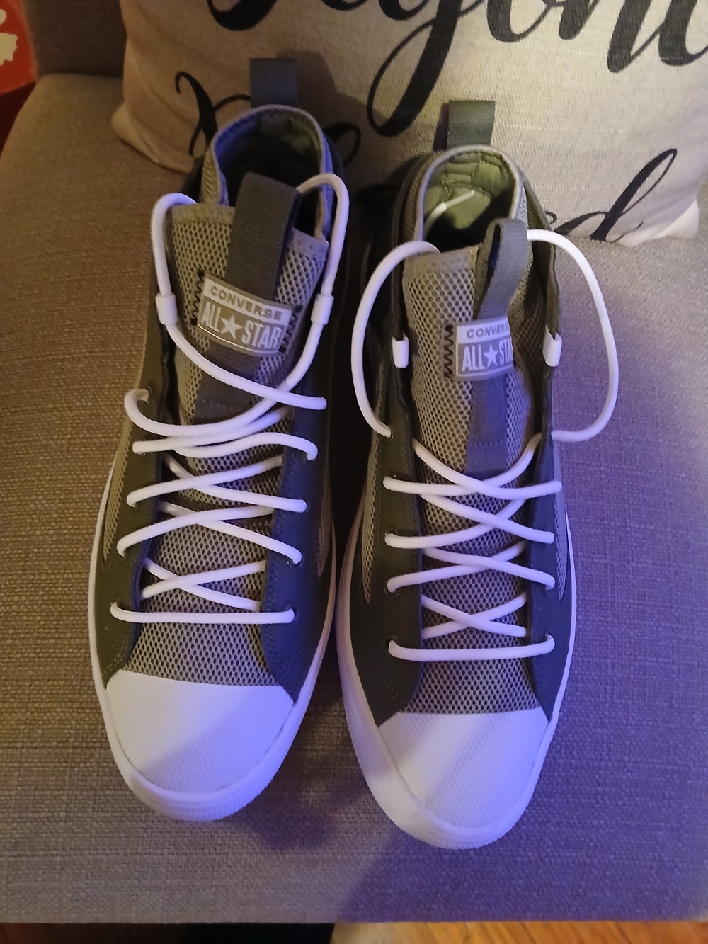Converse Olive Green & White High-Top Sneakers